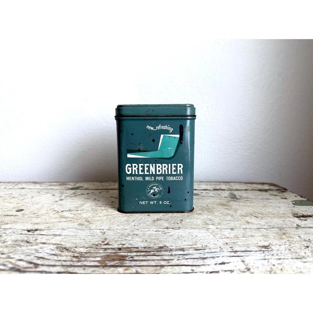 Vintage Greenbrier Tobacco Tin – Green Metal Advertising‎ Can USA - Picture 2 of 9